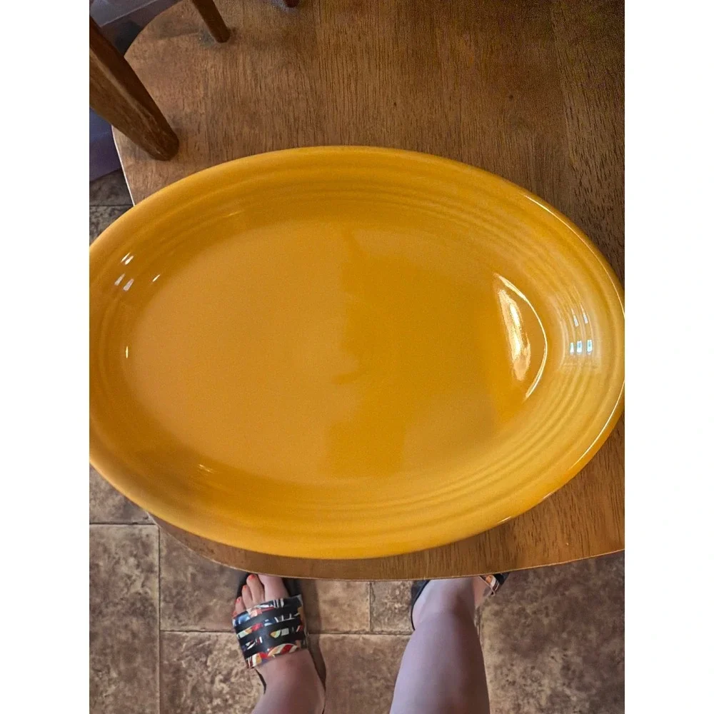 Fiesta HLC USA Yellow Oval Serving Platter 13.5 Inch Large Ceramic Plate